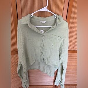 Aeropostale Light Green Linen Shirt XL